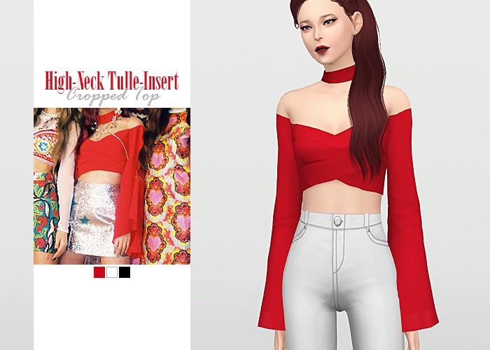 [WAEKEY] High-Neck Tulle-Insert Cropped Top.png