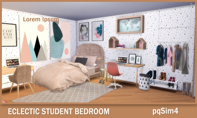 The Sims 4 Speed Build. Eclectic Student Bedroom-3.jpg
