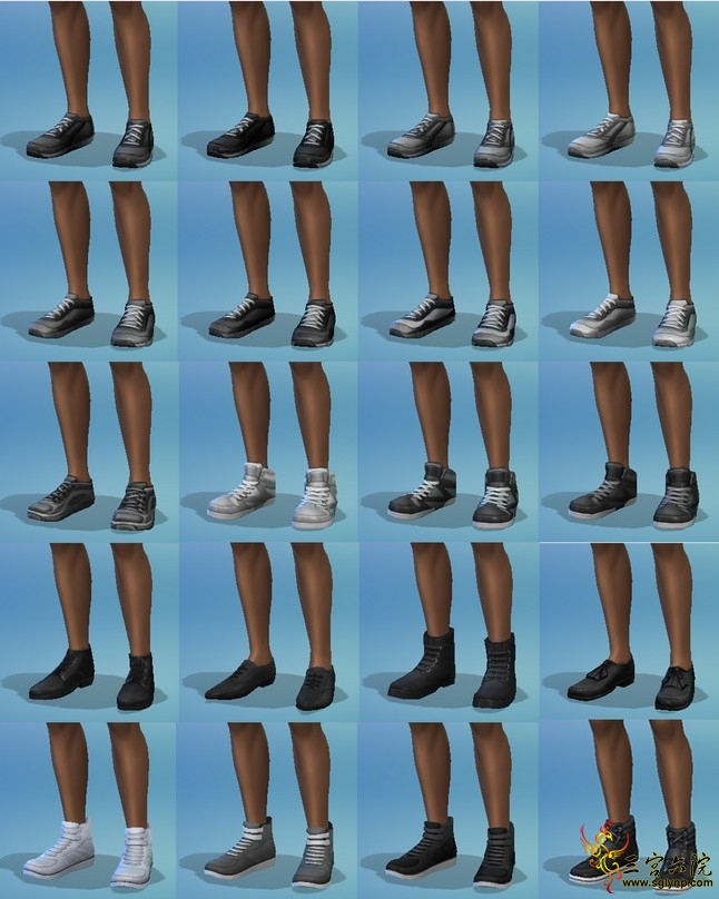 BLACK WHITE Recolors on various Maxis shoes.jpg