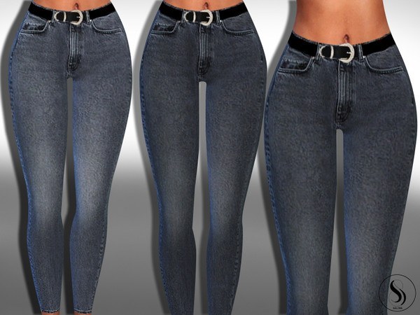 Female Softer Colour Smokey Jeans With Belt.jpg