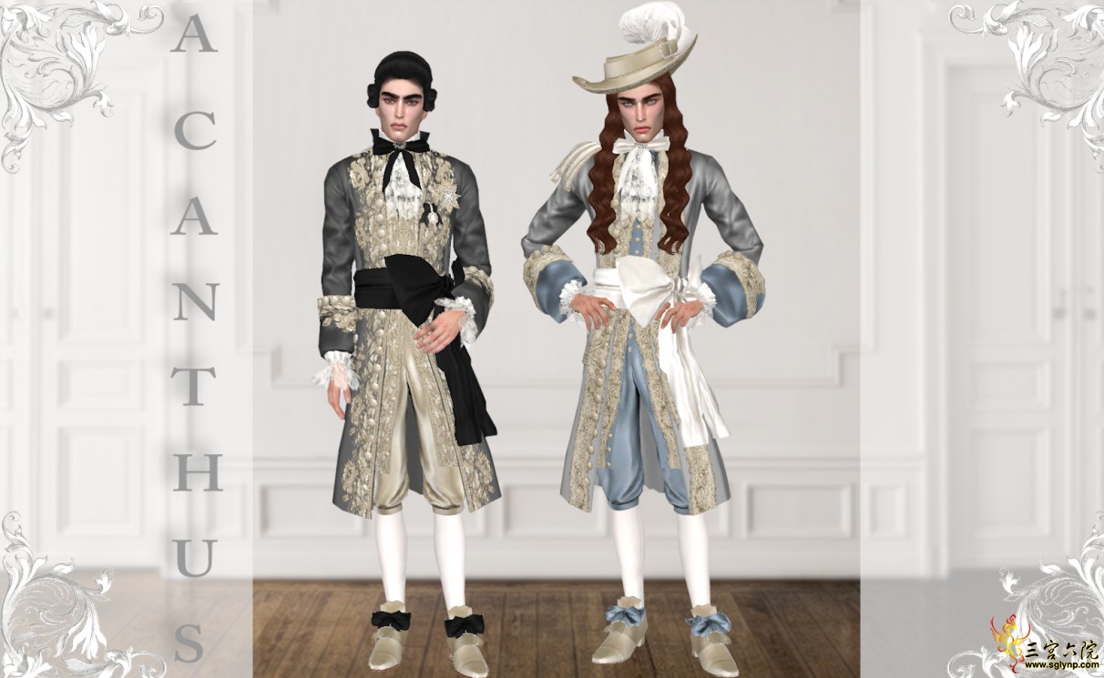 男/女款宫廷洛可可风格服装 以及18世纪儿童幼儿服饰(acanthus sims