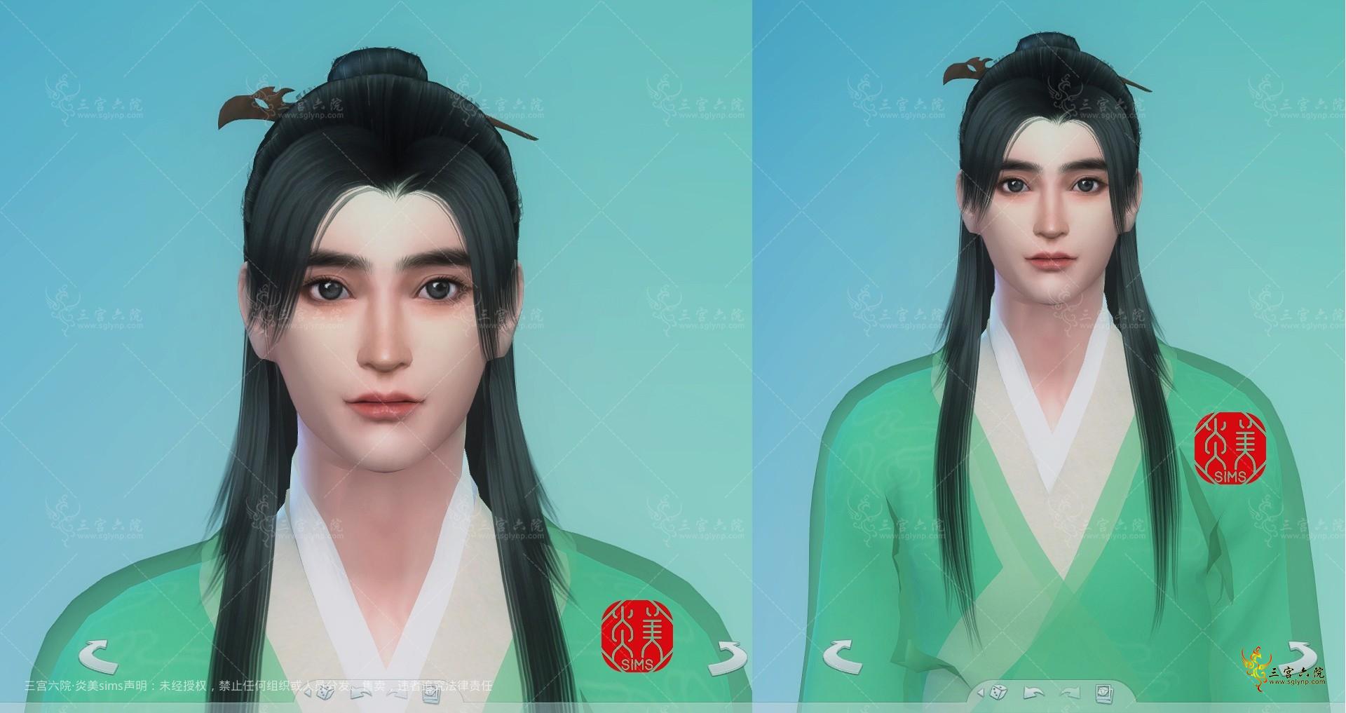 【炎美sims-mod】屈原头发 胡须 切云冠古风/更新赵玉真发型