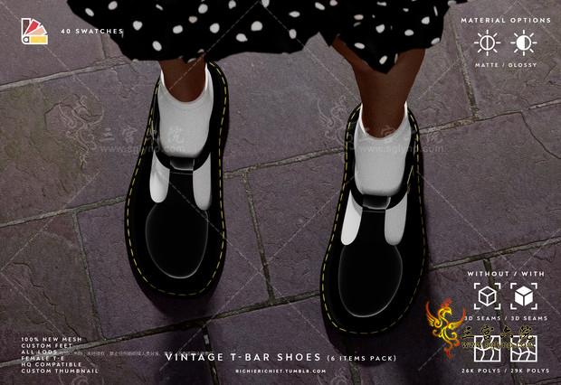 richierichiet # Vintage T-Bar Shoes (With Seams - Matte).png