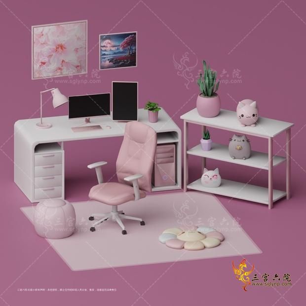 SNOOTYSIMS - Cheeky Pink Workstation.png
