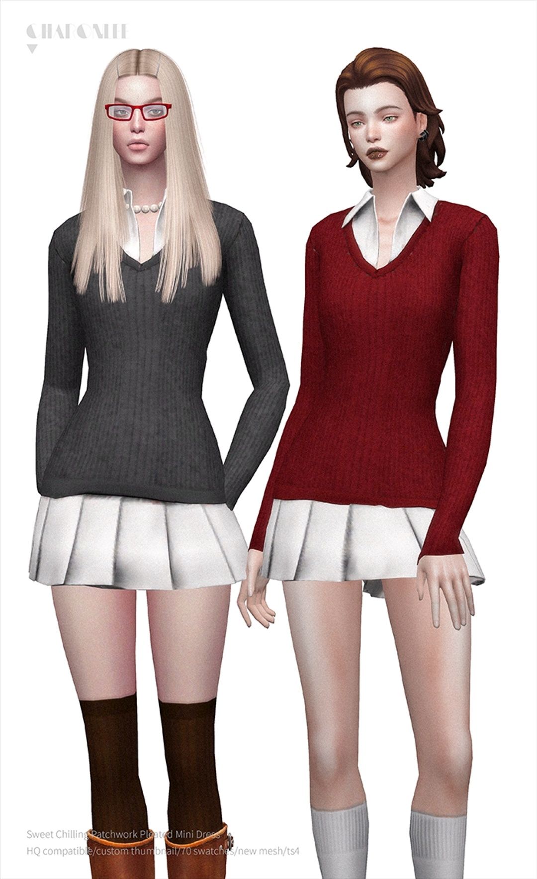 [CHARONLEE]2025-005-Sweet Chilling Patchwork Pleated Mini Dress02.png