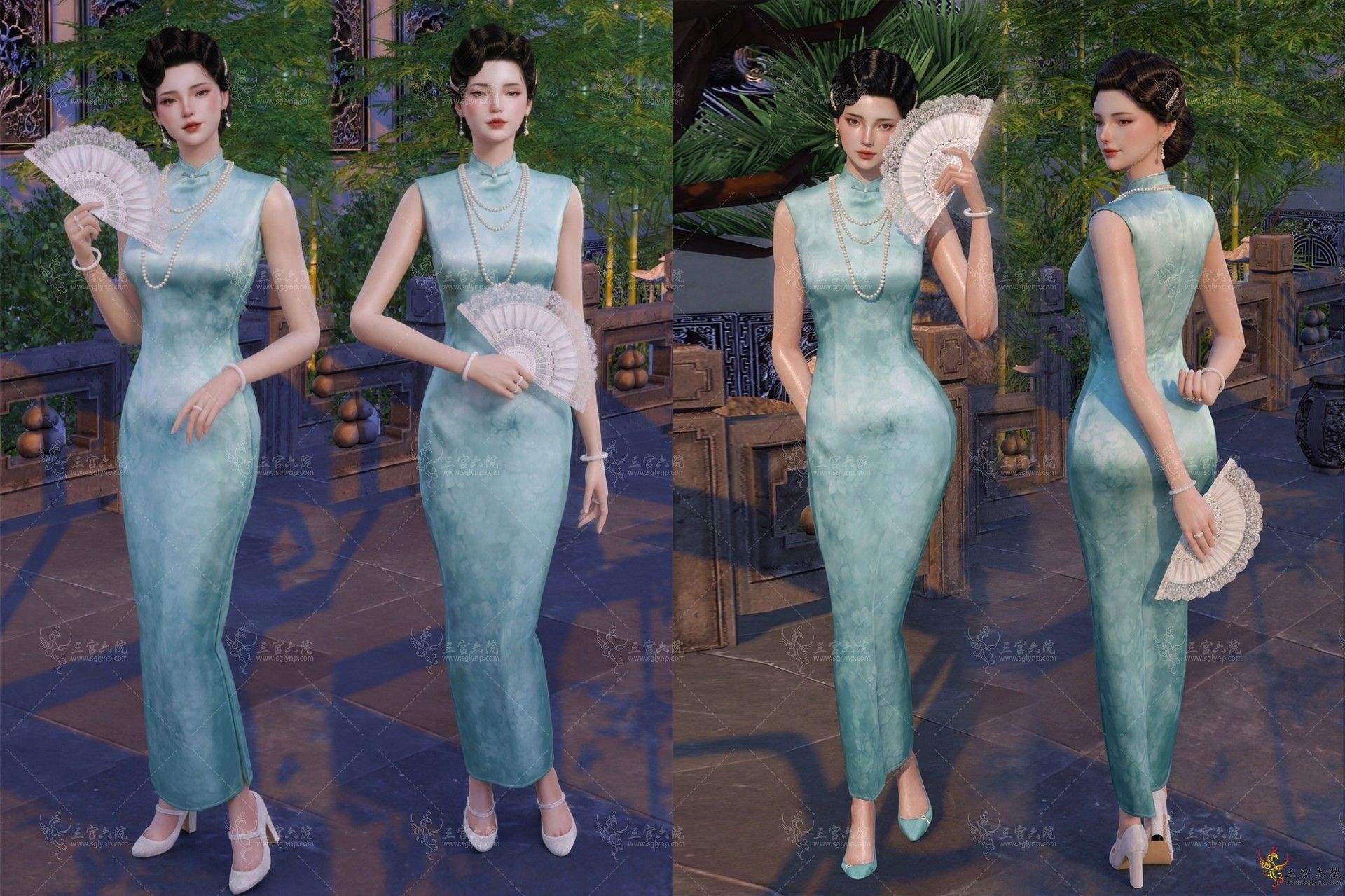 Esteen_张芝士【旗袍动作】似水年华绰约之姿新增MOD(扇子+鞋)展示+免费动作12个 - 模拟人生4原创 - 三宫六院 - 模拟人生 ...
