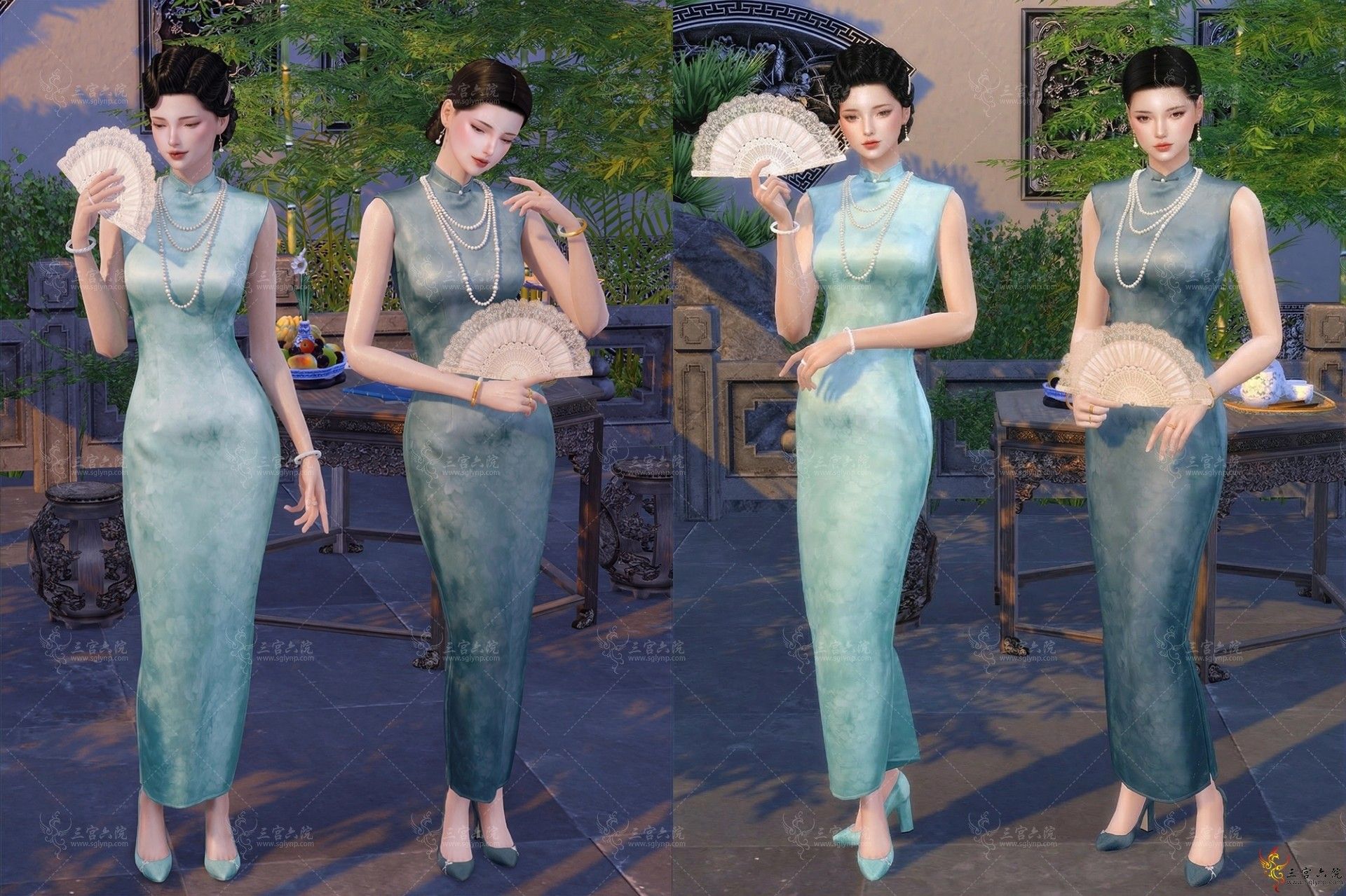 Esteen_张芝士【旗袍动作】似水年华绰约之姿新增MOD(扇子+鞋)展示+免费动作12个 - 模拟人生4原创 - 三宫六院 - 模拟人生 ...